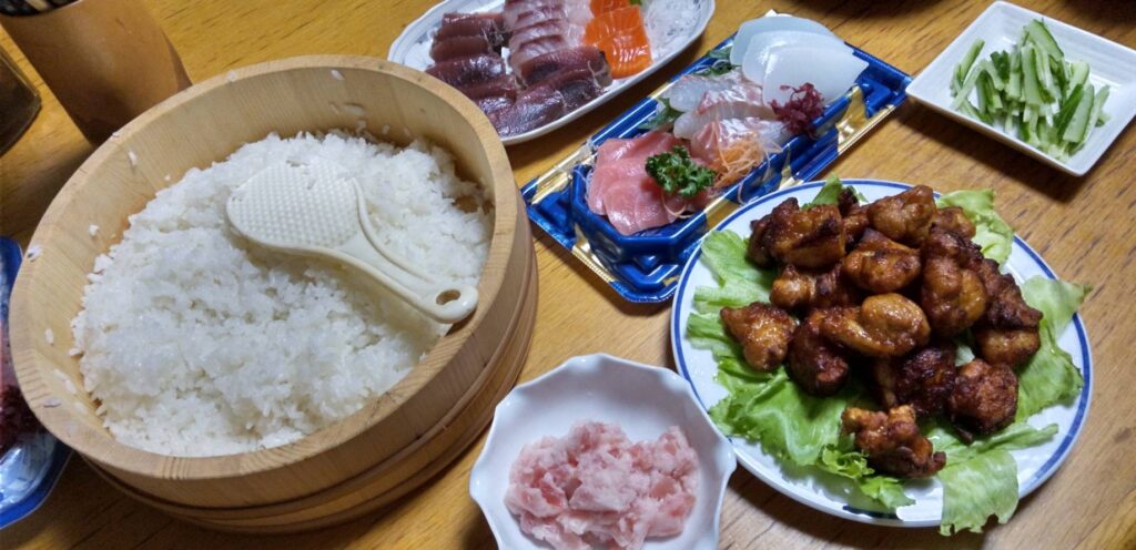 夕食は手巻き寿司