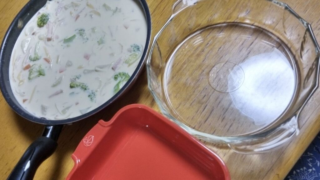大鍋で器は２つグラタン作り