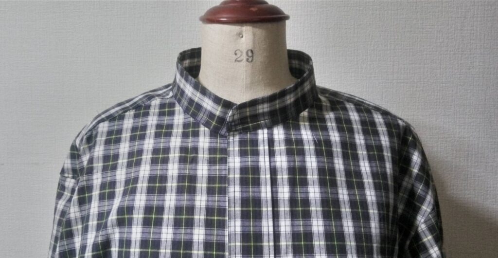 手作りスタンドカラーシャツ