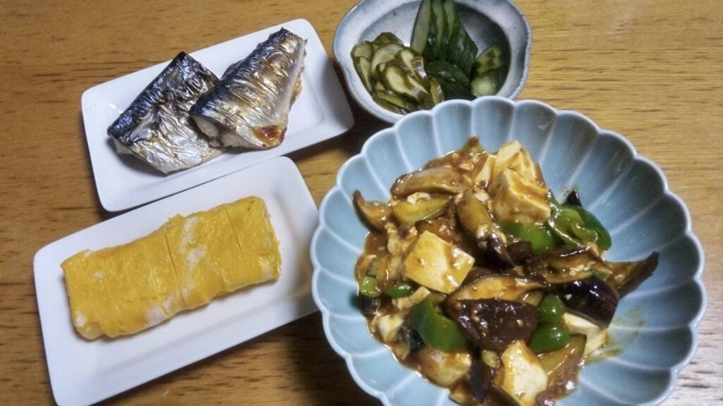 夕食は麻婆茄子