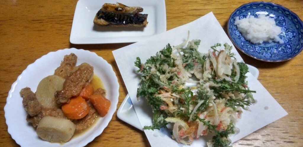 夕食は天ぷら