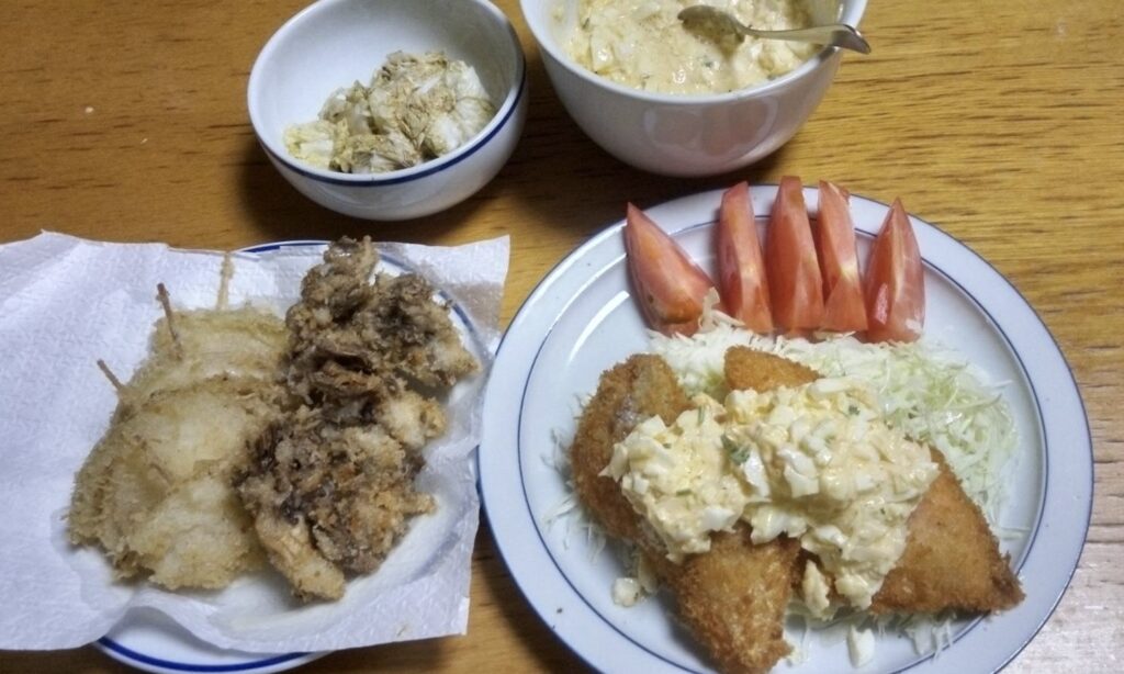 昨夜ご飯は鮭のタルタルソース
